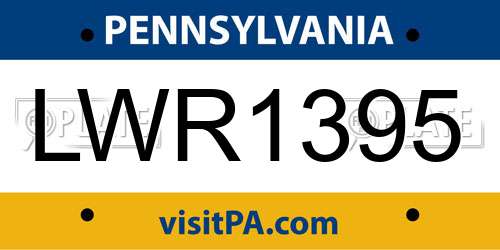 LWR1395 Pennsylvania License Plate
