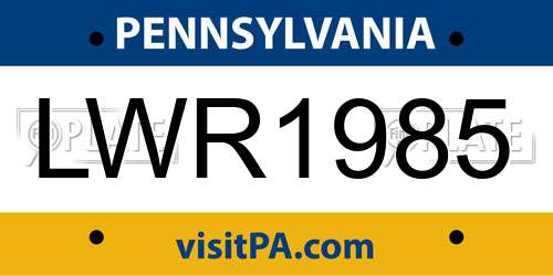 LWR1985 Pennsylvania License Plate