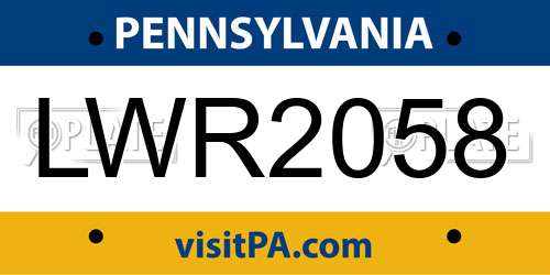LWR2058 Pennsylvania License Plate