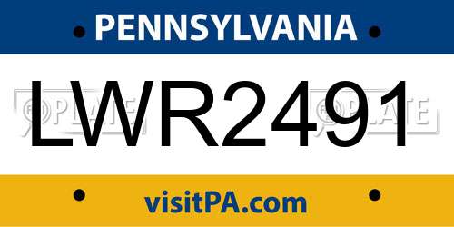 LWR2491 Pennsylvania License Plate