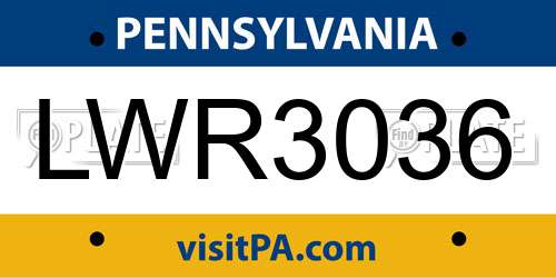 LWR3036 Pennsylvania License Plate