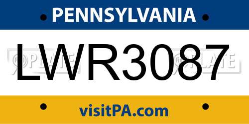 LWR3087 Pennsylvania License Plate