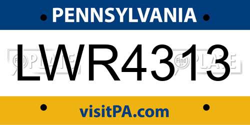 LWR4313 Pennsylvania License Plate