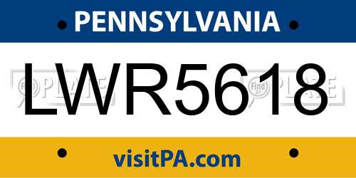 LWR5618 Pennsylvania License Plate