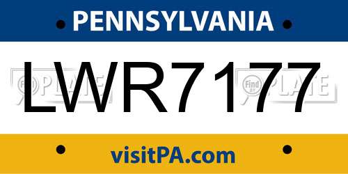 LWR7177 Pennsylvania License Plate