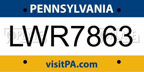 LWR7863 Pennsylvania License Plate
