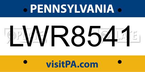LWR8541 Pennsylvania License Plate
