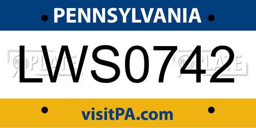 LWS0742 Pennsylvania License Plate