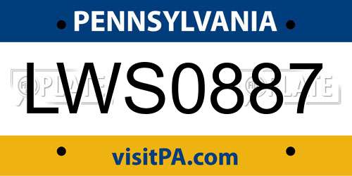 LWS0887 Pennsylvania License Plate