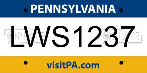 LWS1237 Pennsylvania License Plate