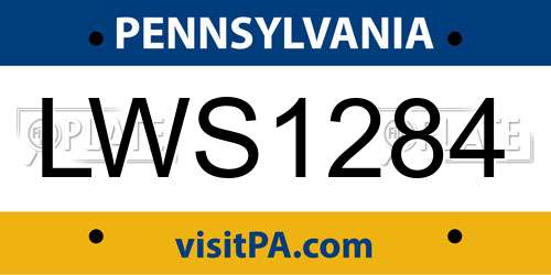 LWS1284 Pennsylvania License Plate