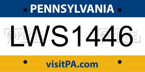 LWS1446 Pennsylvania License Plate