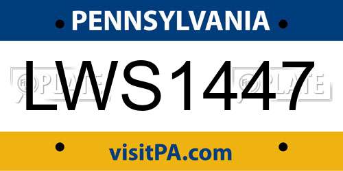 LWS1447 Pennsylvania License Plate