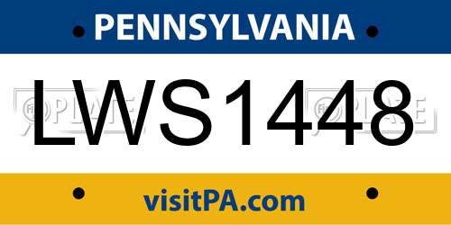 LWS1448 Pennsylvania License Plate