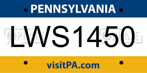 LWS1450 Pennsylvania License Plate