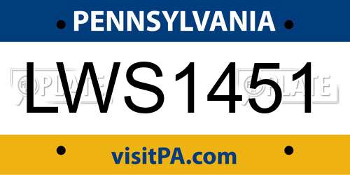 LWS1451 Pennsylvania License Plate