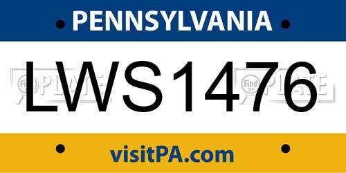 LWS1476 Pennsylvania License Plate