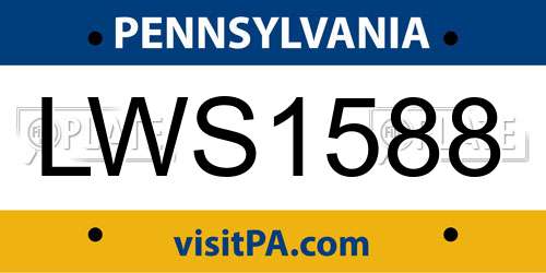 LWS1588 Pennsylvania License Plate