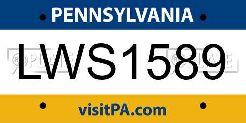 LWS1589 Pennsylvania License Plate