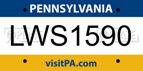LWS1590 Pennsylvania License Plate