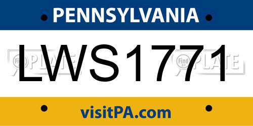 LWS1771 Pennsylvania License Plate