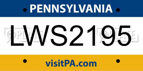 LWS2195 Pennsylvania License Plate