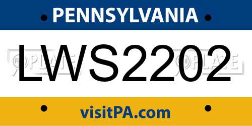 LWS2202 Pennsylvania License Plate