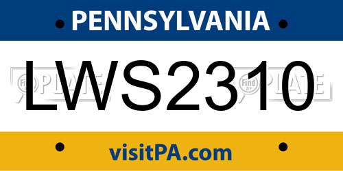 LWS2310 Pennsylvania License Plate