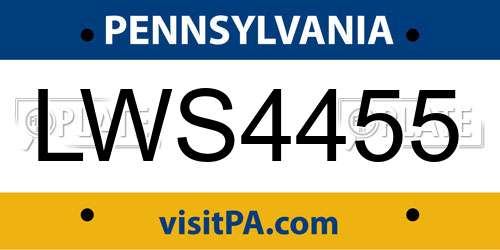LWS4455 Pennsylvania License Plate