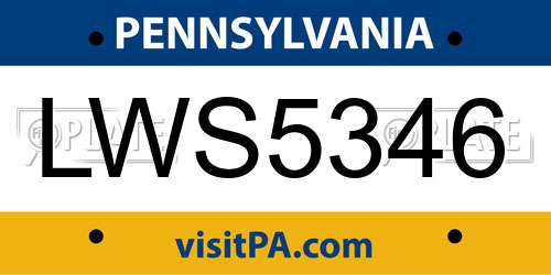 LWS5346 Pennsylvania License Plate