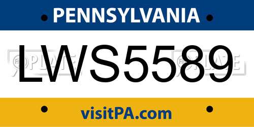LWS5589 Pennsylvania License Plate