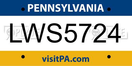 LWS5724 Pennsylvania License Plate