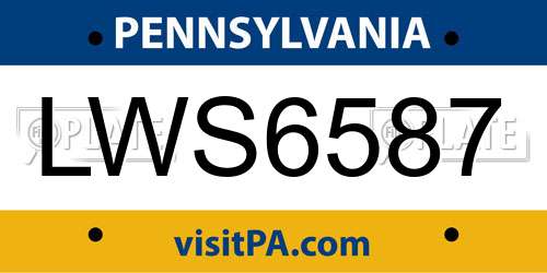 LWS6587 Pennsylvania License Plate