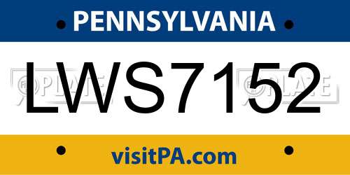 LWS7152 Pennsylvania License Plate