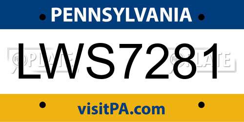 LWS7281 Pennsylvania License Plate