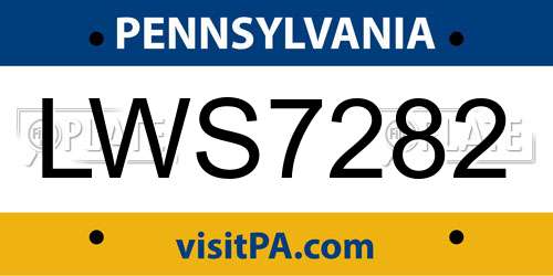 LWS7282 Pennsylvania License Plate