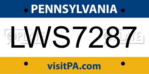 LWS7287 Pennsylvania License Plate