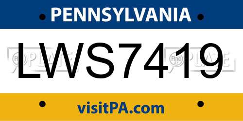 LWS7419 Pennsylvania License Plate