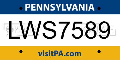 LWS7589 Pennsylvania License Plate