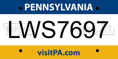 LWS7697 Pennsylvania License Plate