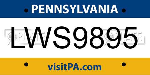 LWS9895 Pennsylvania License Plate