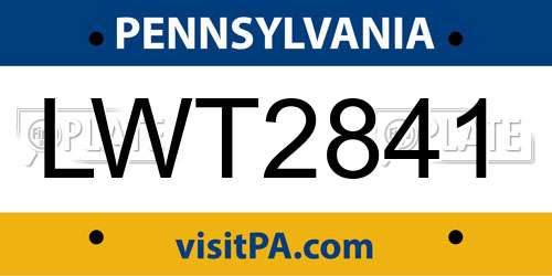 LWT2841 Pennsylvania License Plate