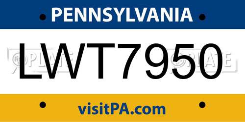 LWT7950 Pennsylvania License Plate