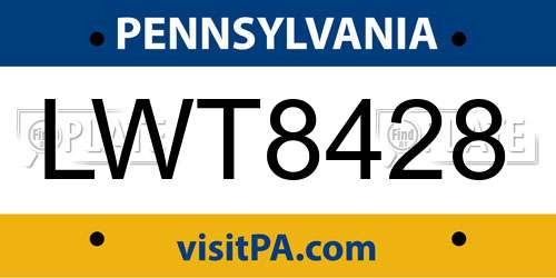 LWT8428 Pennsylvania License Plate