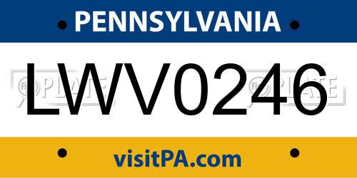 LWV0246 Pennsylvania License Plate