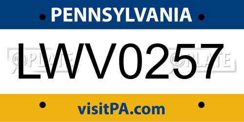 LWV0257 Pennsylvania License Plate