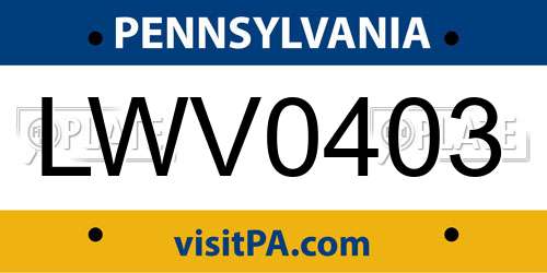 LWV0403 Pennsylvania License Plate