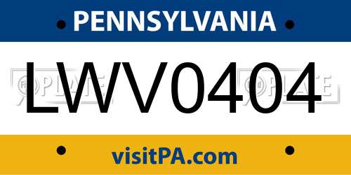 LWV0404 Pennsylvania License Plate