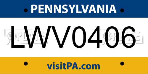 LWV0406 Pennsylvania License Plate
