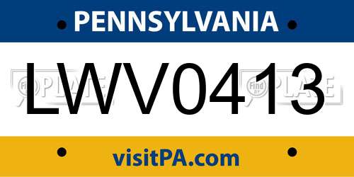 LWV0413 Pennsylvania License Plate